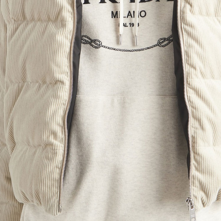 Details for 普拉达SS23天然连帽衫，印花标志，长袖设计。 UJL24B-13IQ-F0018-S-232