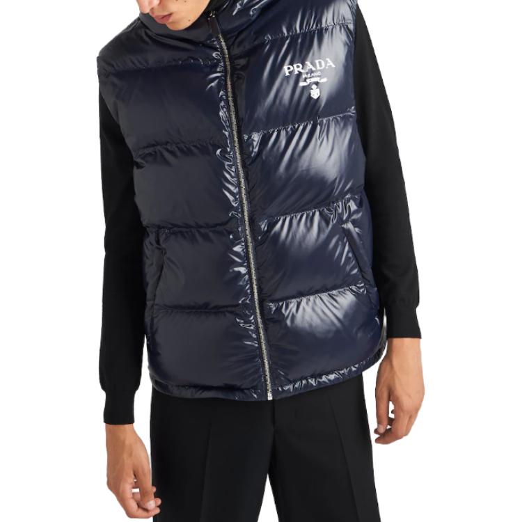 Purchase 普拉达 SS23 海军蓝无袖连帽拉链马甲 SGC090-11A9-F0SVF-S-222