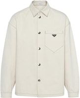 PRADA SS23 Oversized Logo Single-Breasted Shirt in Off-White GEC066-12CD-F0F4Q-S-212 PRADA SS23 Oversized Logo Single-Breasted Shirt in Off-White GEC066-12CD-F0F4Q-S-212