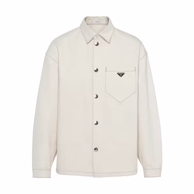 PRADA SS23 Oversized Logo Single-Breasted Shirt in Off-White GEC066-12CD-F0F4Q-S-212