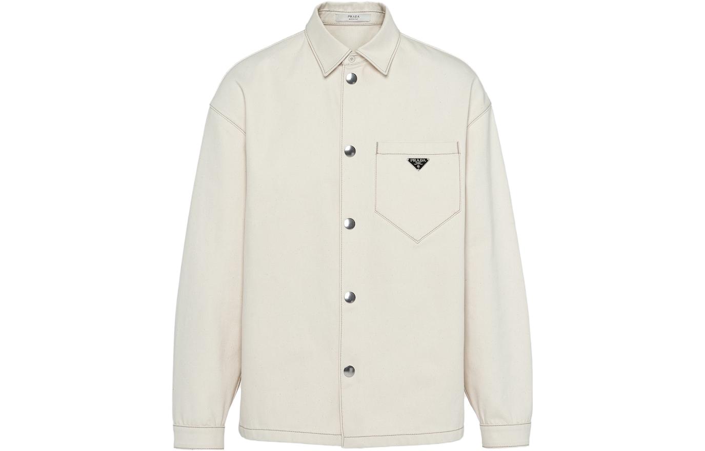 Order PRADA 2023春夏 超大標誌單排扣襯衫 米白色 GEC066-12CD-F0F4Q-S-212