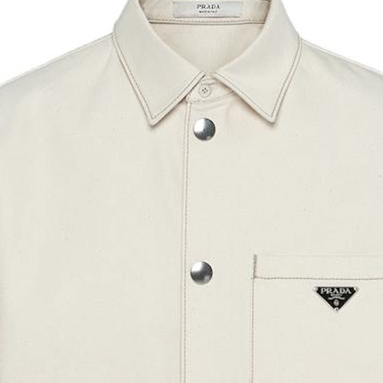 Details for PRADA 2023春夏 超大標誌單排扣襯衫 米白色 GEC066-12CD-F0F4Q-S-212