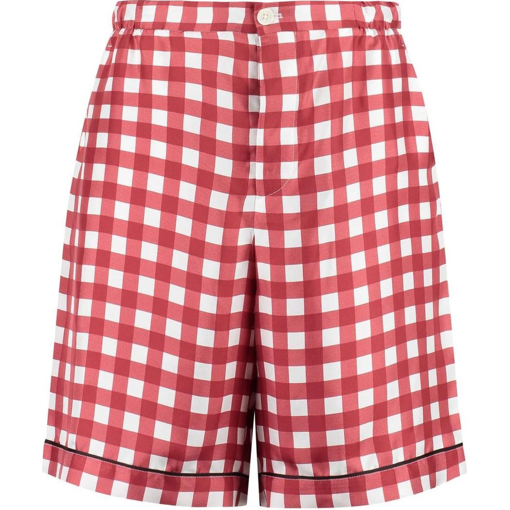 PRADA SS23  Red Checkered Print Straight-Cut Casual Shorts. SPH207-120I-F0970-S-221