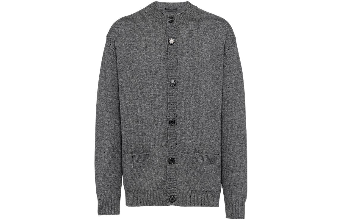 Order PRADA SS23 Cárdigan de Punto de Cachemir Gris Pizarra con Botones. UMG211-12S4-F0480-S-231