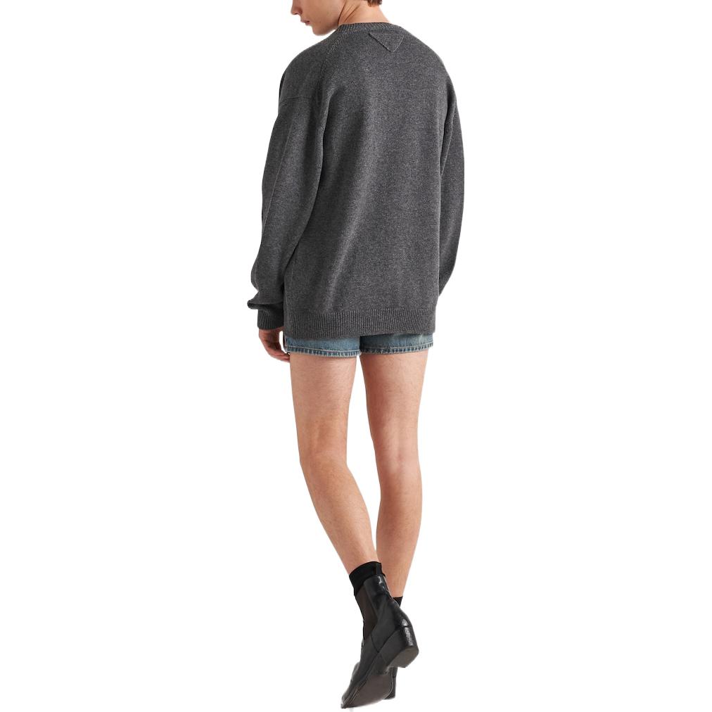 Shop PRADA SS23 Cárdigan de Punto de Cachemir Gris Pizarra con Botones. UMG211-12S4-F0480-S-231