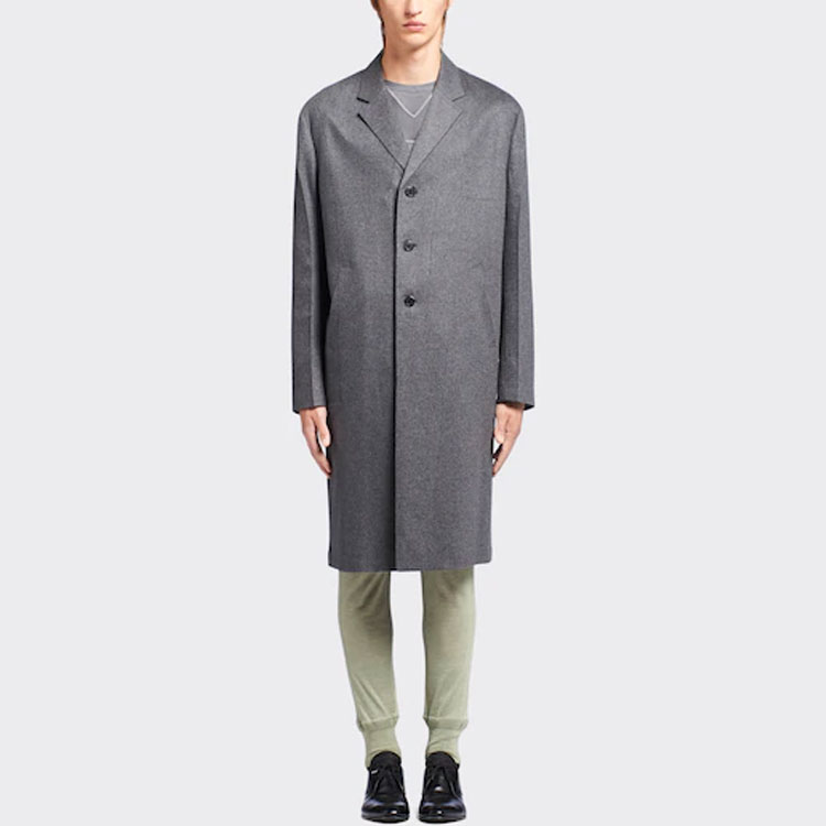 Lookbook PRADA SS23  Slate Gray Mid-Length Single-Breasted Coat. UC463X-1YEF-F0480-S-211