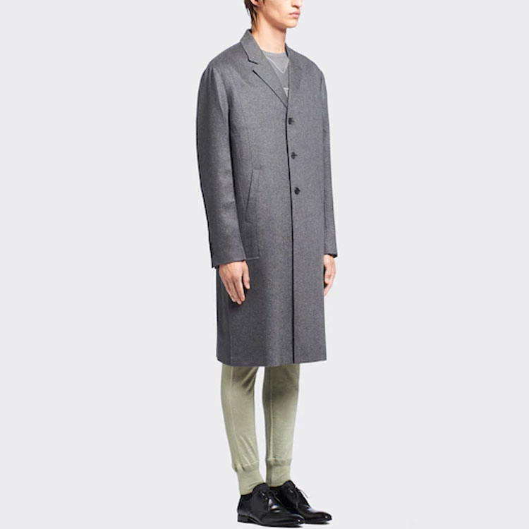 Purchase PRADA SS23  Slate Gray Mid-Length Single-Breasted Coat. UC463X-1YEF-F0480-S-211
