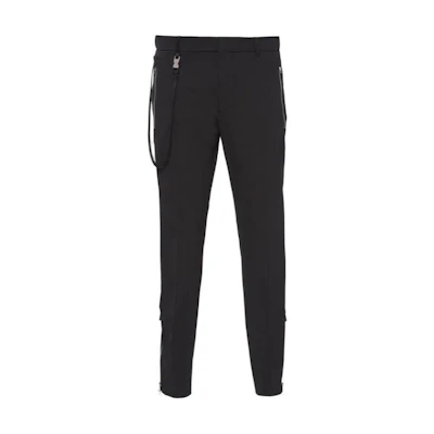 PRADA SS23 Slim Fit Black Casual Pants with Logo Strap Detailing. SPH131-1Y3L-F0002-S-212