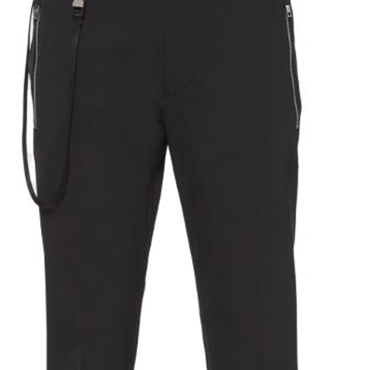 Sizing PRADA SS23  Slim Fit Black Casual Pants with Logo Strap Detailing. SPH131-1Y3L-F0002-S-212