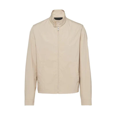 PRADA SS23 Solid Color Cotton Blend Long Sleeve Jacket in Limestone Grey. SGC246-12NS-F0A08-S-231