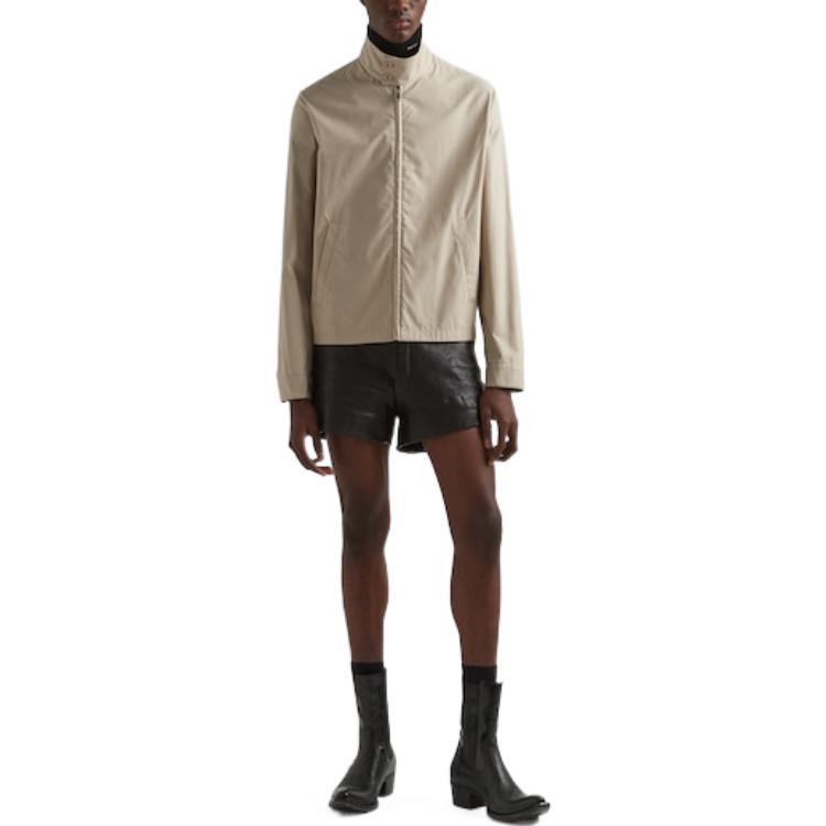 Lookbook 프라다 SS23 솔리드 컬러 코튼 블렌드 롱슬리브 자켓 라임스톤 그레이. SGC246-12NS-F0A08-S-231