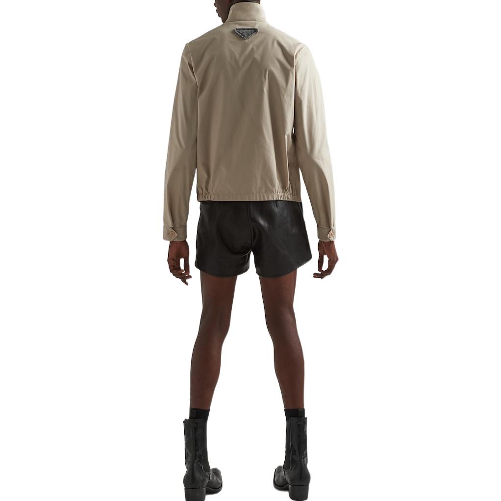 Shop 프라다 SS23 솔리드 컬러 코튼 블렌드 롱슬리브 자켓 라임스톤 그레이. SGC246-12NS-F0A08-S-231