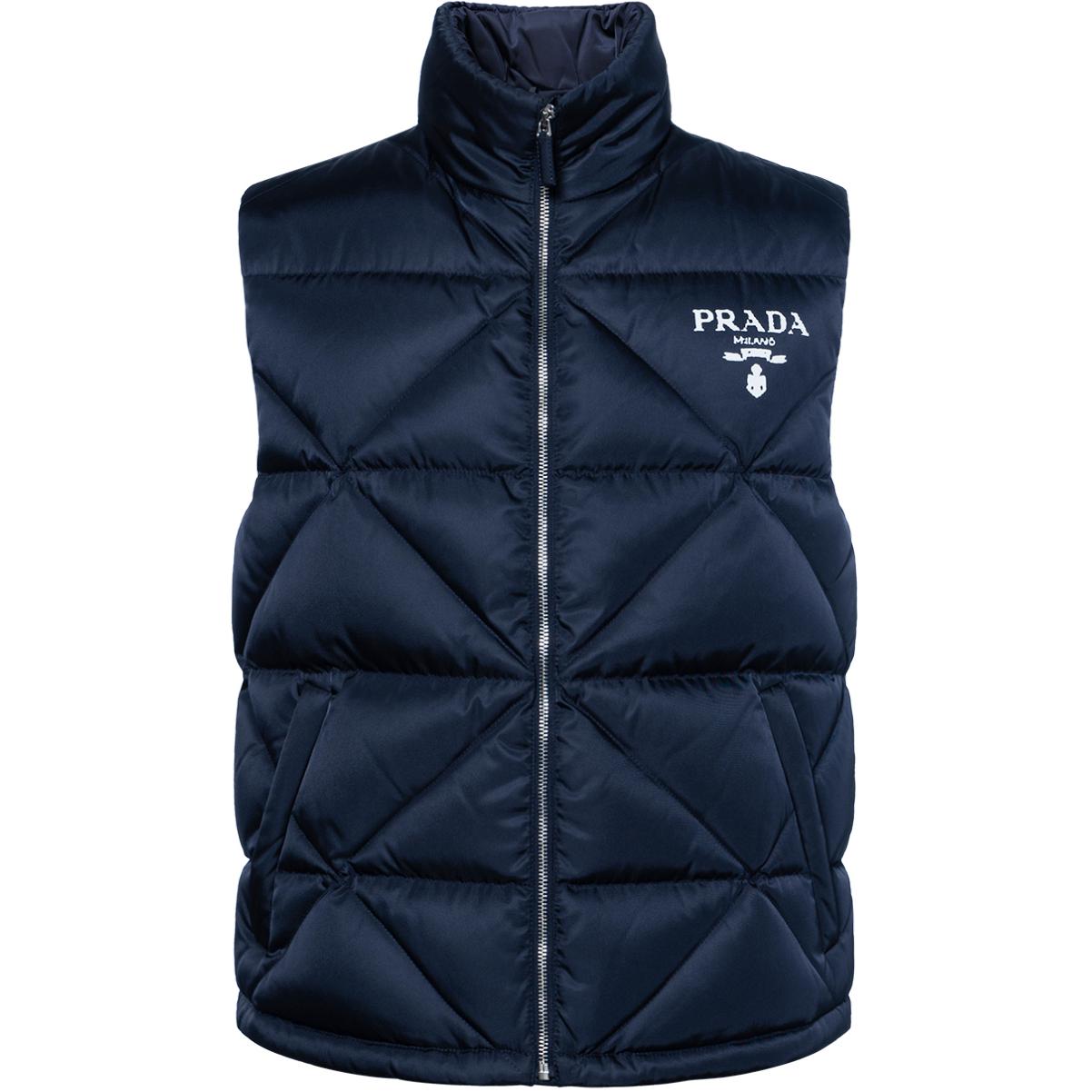 PRADA SS23  Solid Color Letter Print Zip-Up Puffer Vest. SGC115-1WQ8-F0SVF-S-202