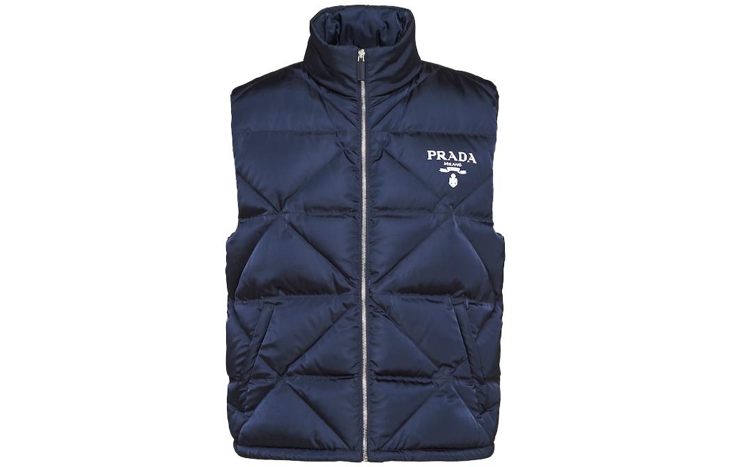 Order PRADA SS23 Rompi Puffer Warna Polos dengan Cetakan Huruf Resleting. SGC115-1WQ8-F0SVF-S-202