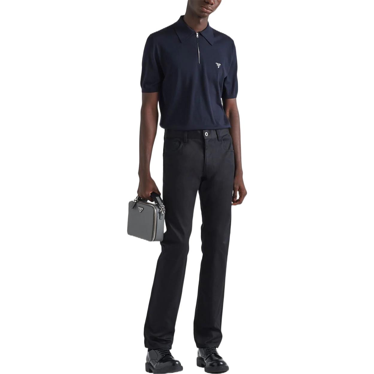 Lookbook PRADA SS23 솔리드 스트레이트 핏 캐주얼 팬츠 블랙 GEP327-1W4P-F0557-S-221