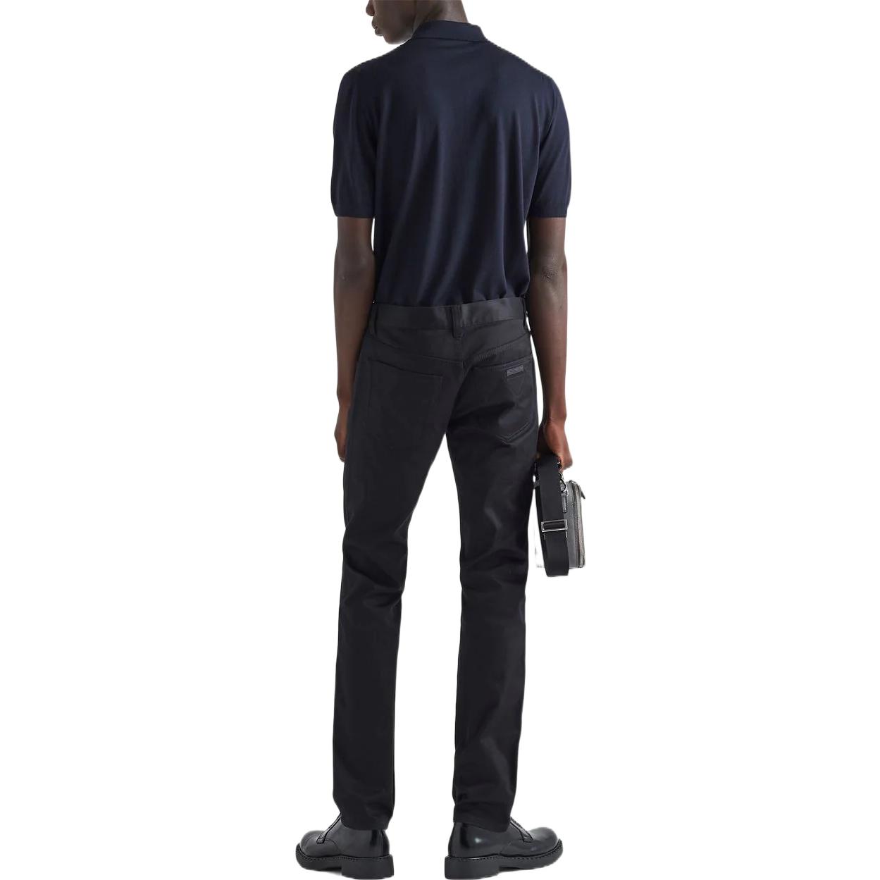 Shop PRADA SS23 솔리드 스트레이트 핏 캐주얼 팬츠 블랙 GEP327-1W4P-F0557-S-221