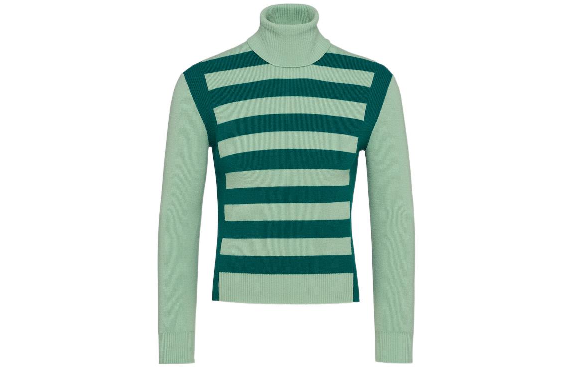 PRADA SS23  Striped Turtleneck Sweater Mint Green UMR556-12QC-F0ZBD-S-231