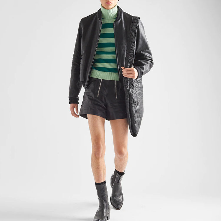 Lookbook PRADA SS23 條紋高領毛衣 薄荷綠 UMR556-12QC-F0ZBD-S-231