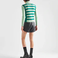 Shop PRADA SS23 條紋高領毛衣 薄荷綠 UMR556-12QC-F0ZBD-S-231
