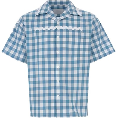 프라다 SS23 터콰이즈 체크 물결무늬 반팔 셔츠. UCS434-1LTR-F03DV Buy 프라다 SS23 터콰이즈 체크 물결무늬 반팔 셔츠. UCS434-1LTR-F03DV