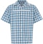 Buy 프라다 SS23 터콰이즈 체크 물결무늬 반팔 셔츠. UCS434-1LTR-F03DV