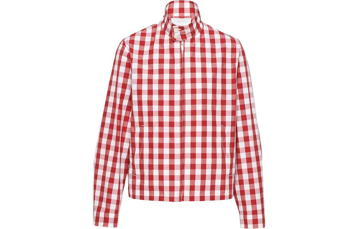 Order PRADA SS23  White Red Checkered Zip-Up Jacket SGC246-12OB-F0970-S-231