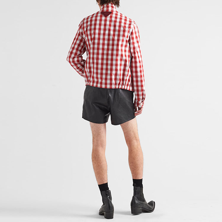Shop PRADA SS23  White Red Checkered Zip-Up Jacket SGC246-12OB-F0970-S-231