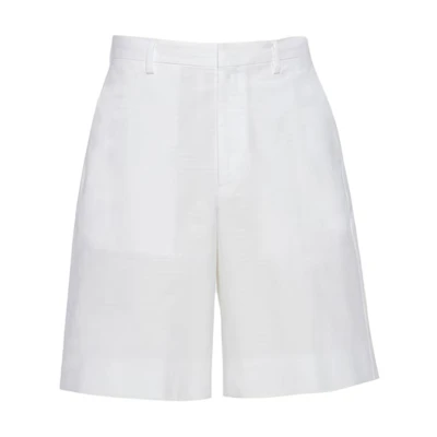 PRADA SS23 White Solid Color Stretch Bermuda Casual Shorts. SPH213-1VJP-F0009-S-221