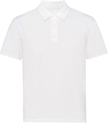 PRADA SS23 Polo Blanco de Algodón Elástico de Manga Corta. UJN714-1YDP-F0009-S-211 Order PRADA SS23 Polo Blanco de Algodón Elástico de Manga Corta. UJN714-1YDP-F0009-S-211