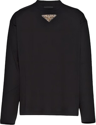 PRADA SS23 Black Long-Sleeve Logo Print Crewneck Casual T-Shirt. UJL70A-12H4-F0002-S-231 Buy PRADA SS23 Black Long-Sleeve Logo Print Crewneck Casual T-Shirt. UJL70A-12H4-F0002-S-231