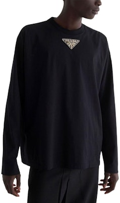 PRADA SS23 Black Long-Sleeve Logo Print Crewneck Casual T-Shirt. UJL70A-12H4-F0002-S-231 Purchase PRADA SS23 Black Long-Sleeve Logo Print Crewneck Casual T-Shirt. UJL70A-12H4-F0002-S-231