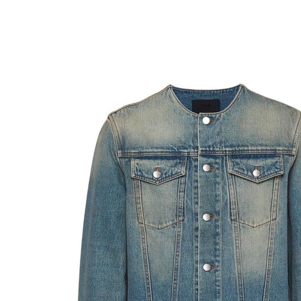 Purchase 普拉达 SS23 做旧牛仔夹克 浅蓝色 GEB229-12K1-F0V3N-S-231