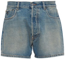 PRADA SS23 Distressed Mid-Rise Button Denim Shorts Men - Blue Jeans GEP350-12K1-F0V3N-S-231 PRADA SS23 Distressed Mid-Rise Button Denim Shorts Men - Blue Jeans GEP350-12K1-F0V3N-S-231