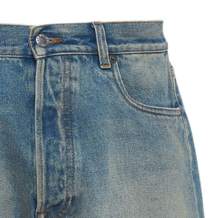 Details for 普拉达SS23破洞中腰纽扣牛仔短裤男士 - 蓝色牛仔裤 GEP350-12K1-F0V3N-S-231