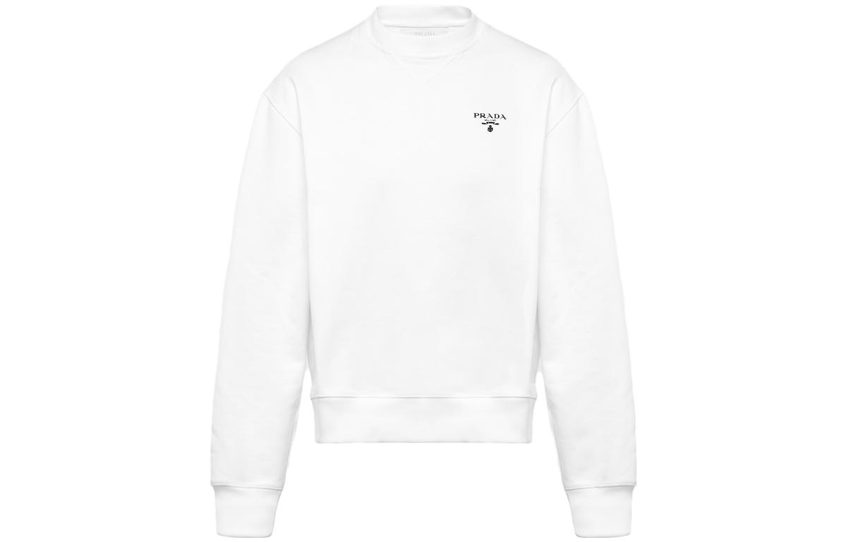Prada SS23 Logo Print Crewneck Long-Sleeve Sweatshirt White UJL187-1YYB-F0N40-S-202