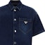 Sizing PRADA SS23 男士海軍藍寬鬆丹寧短袖防曬襯衫 GEC067-13HO-F0008-S-212