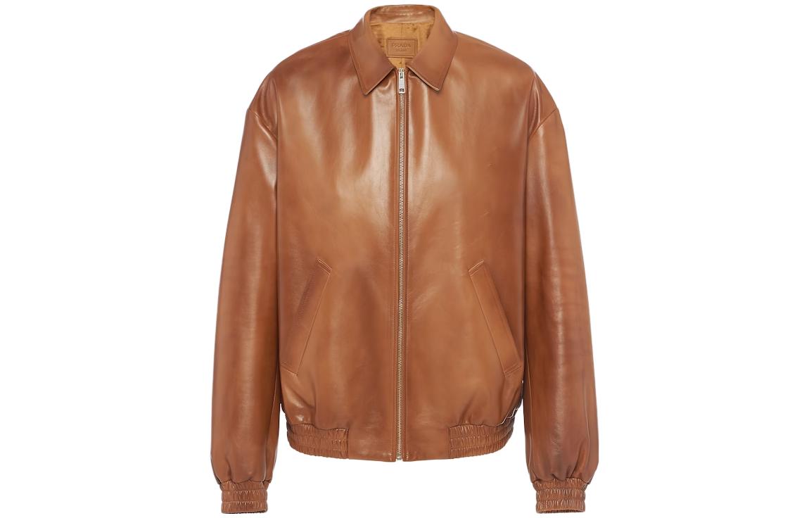 Prada SS23 Solid Brown Zip-Up Collared Long Sleeve Jacket UPW468-13CRF-098L-S-231