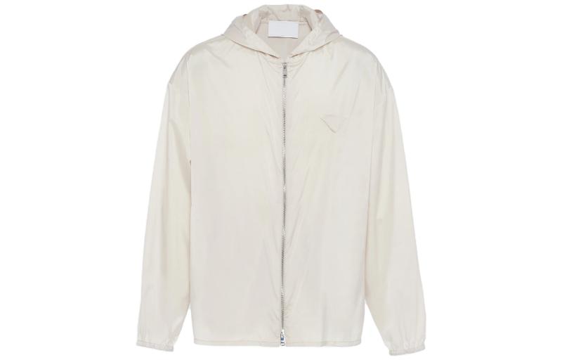 Prada SS23 Solid Color Zip Hoodie Jacket Chalk White SGC255-1ZWT-F0K74-S-231