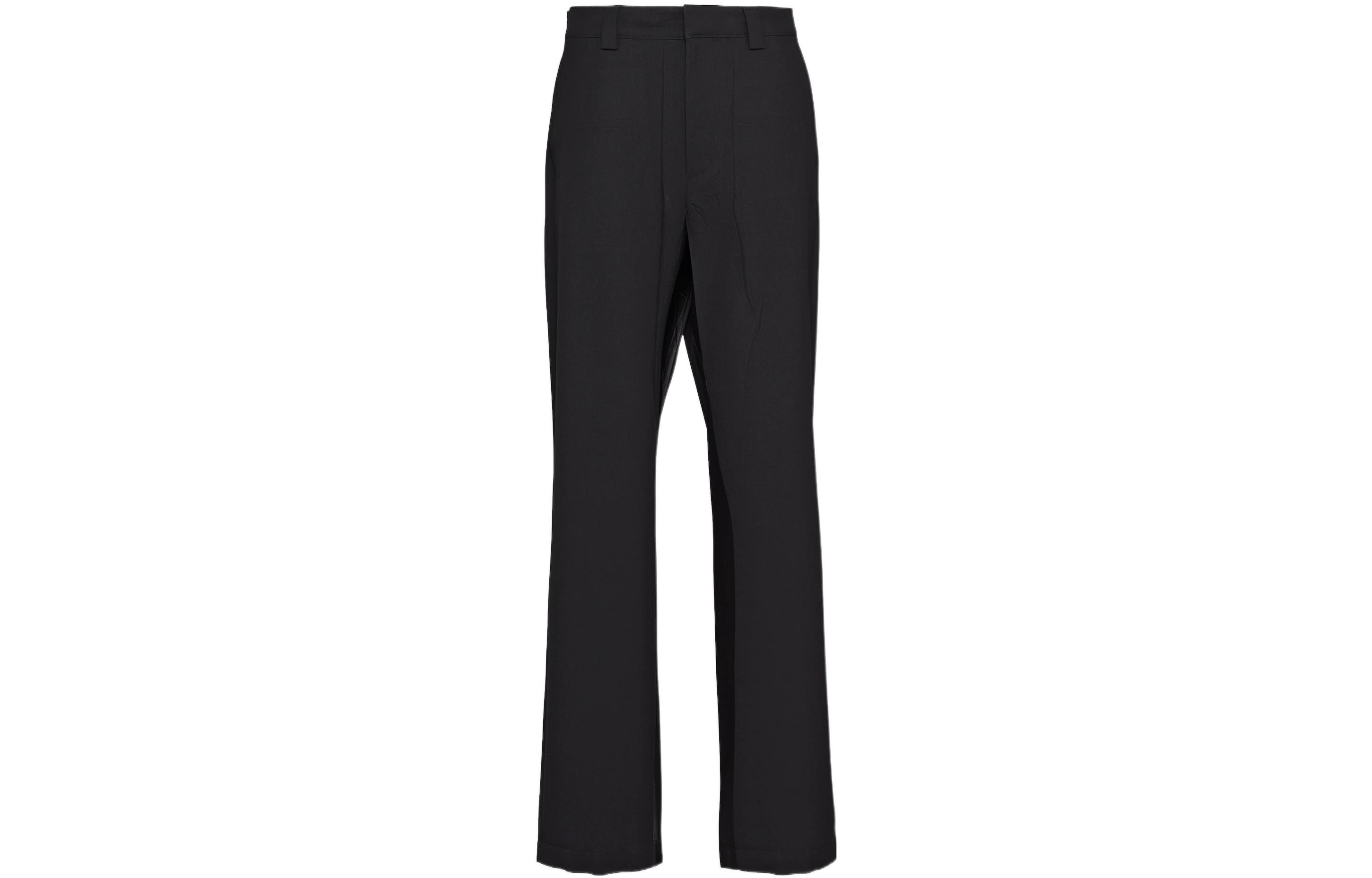 PRADA SS23 Solid Logo Straight-Leg Casual Pants Men Black SPH255-11A6-F0002-S-231