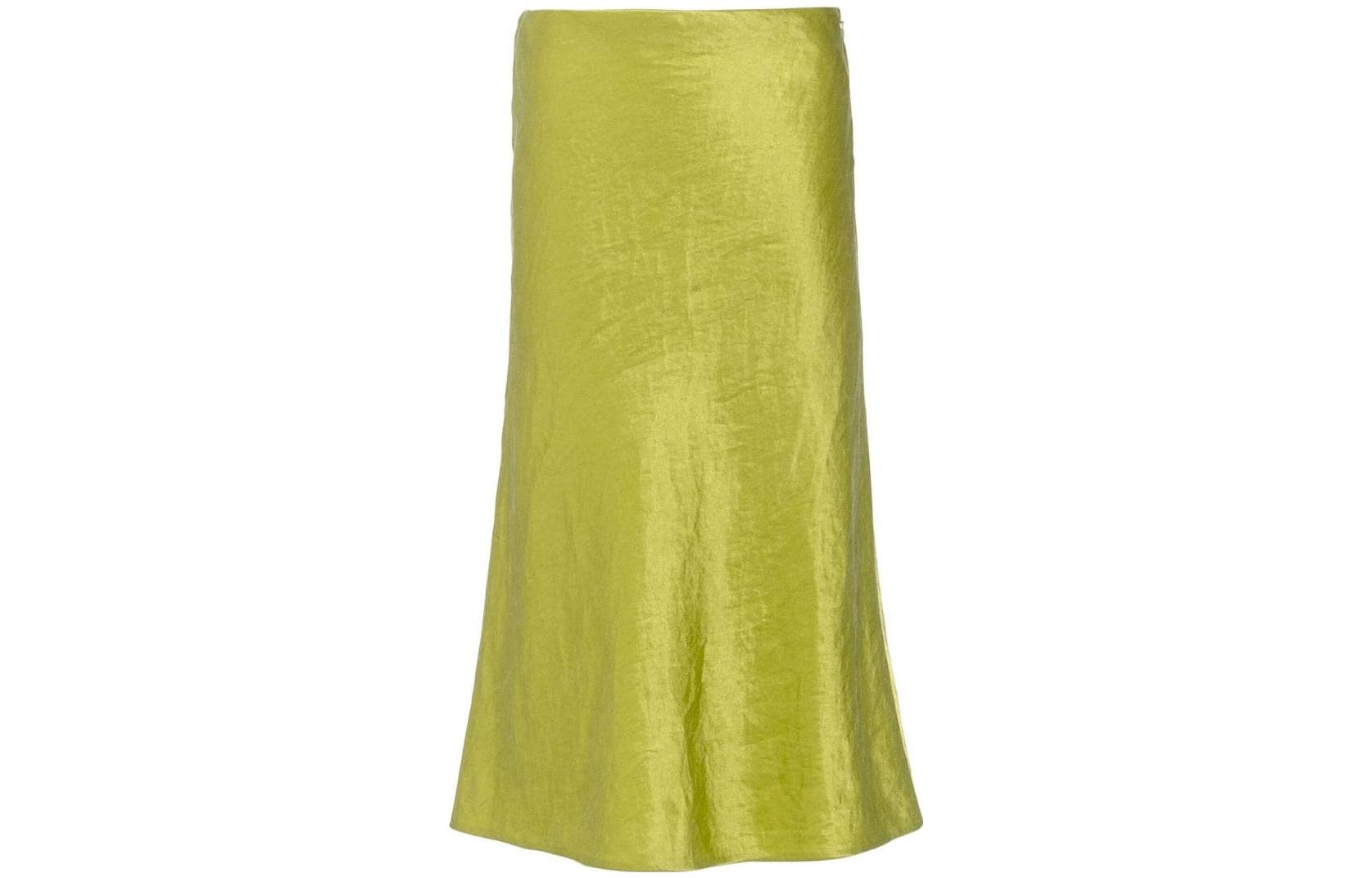PRADA SS23 Solid Satin Midi Skirt Fern Green. P133V-12TI-F0613-S-231