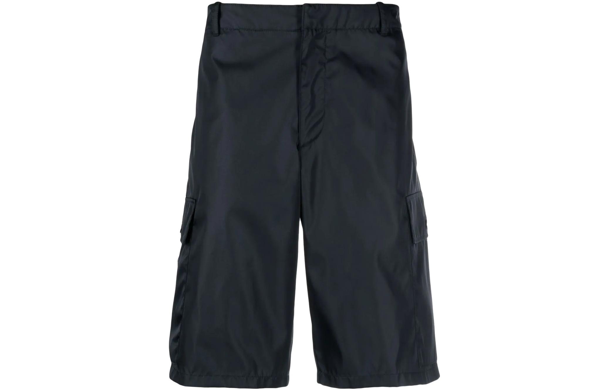 PRADA SS23 Solid Triangle Logo Navy Blue  Cargo Shorts SPH244-1WQ8- F0SVF-S-231