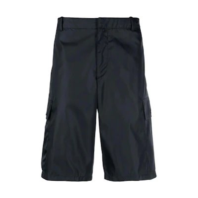 PRADA SS23 Solid Triangle Logo Navy Blue Cargo Shorts SPH244-1WQ8- F0SVF-S-231