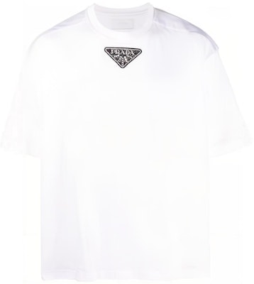 PRADA SS23 Triangle Logo Patch Casual Short Sleeve T-Shirt White (). UJN838-12H4-F0009 Buy PRADA SS23 Triangle Logo Patch Casual Short Sleeve T-Shirt White (). UJN838-12H4-F0009