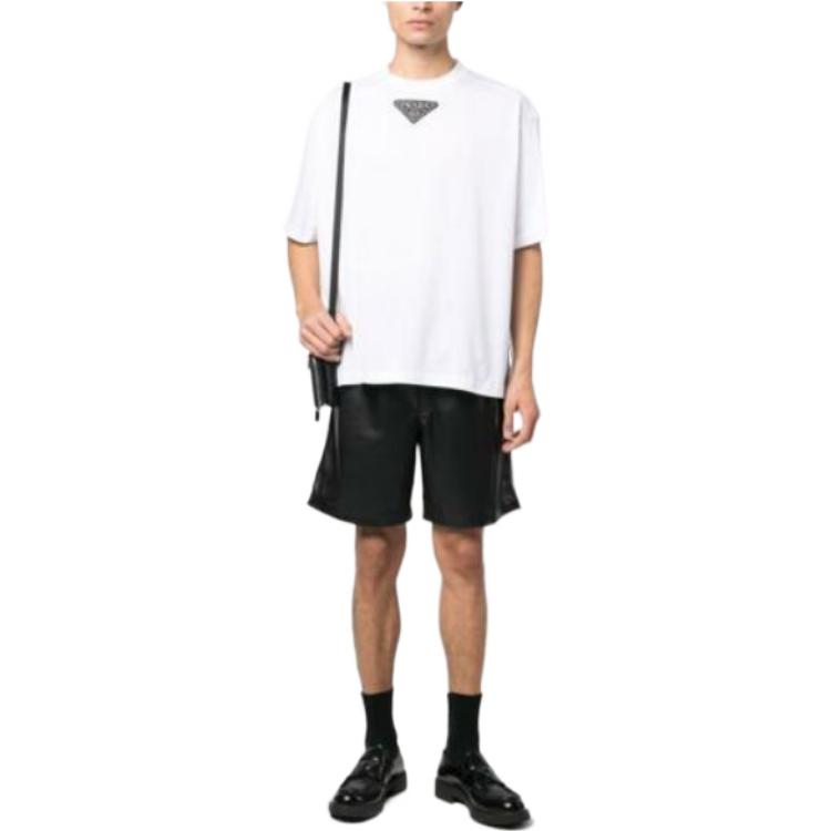 Lookbook PRADA SS23 Triangle Logo Patch Casual Short Sleeve T-Shirt White (). UJN838-12H4-F0009