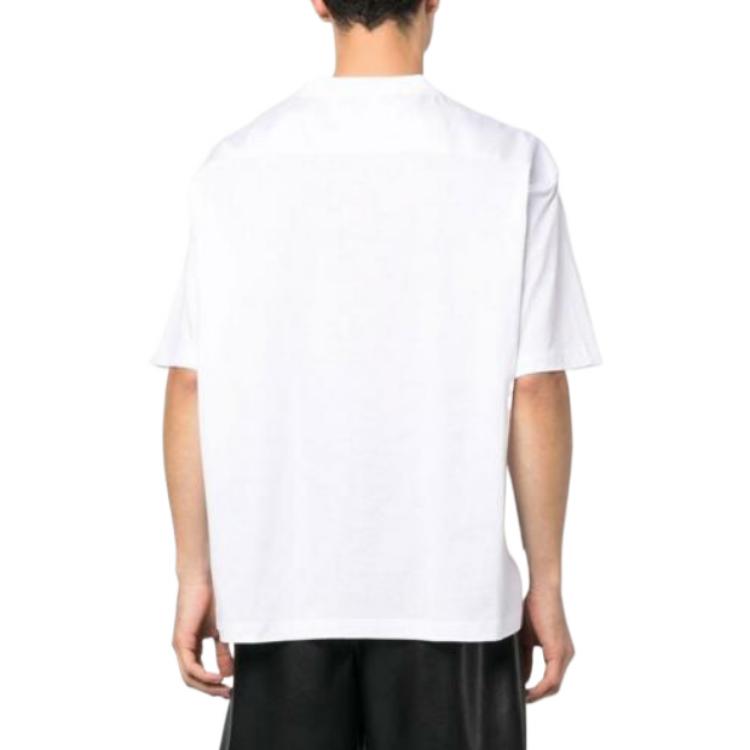 Shop PRADA SS23 Triangle Logo Patch Casual Short Sleeve T-Shirt White (). UJN838-12H4-F0009