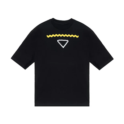 PRADA SS23 Triangle Logo Printed Black Casual T-Shirt Fashion. UJN847-12VV-F0002-S-231