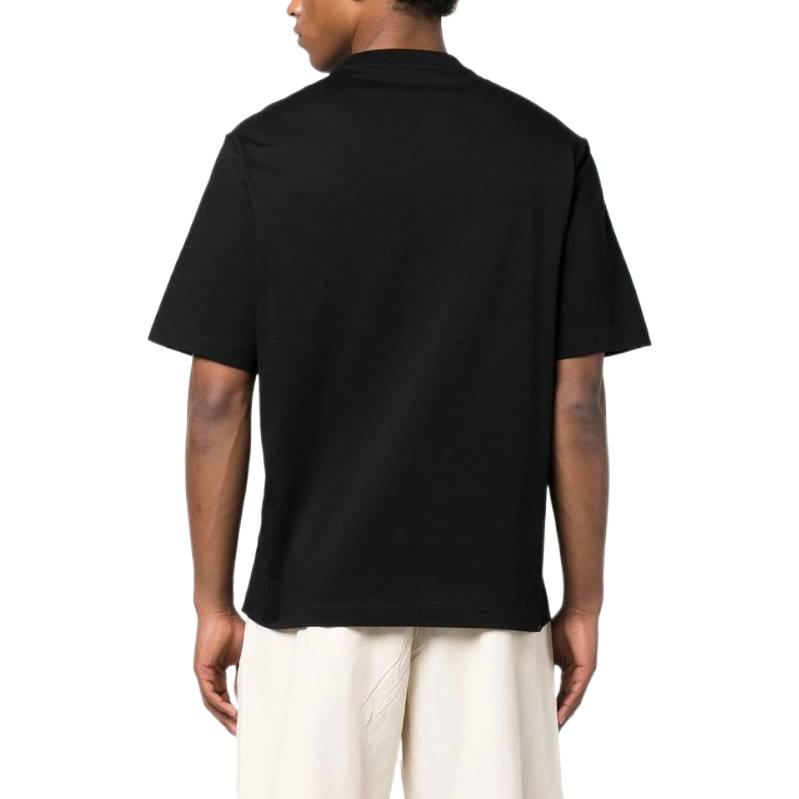 Shop PRADA SS23 三角標誌印花黑色休閒T恤 時尚款式。 UJN847-12VV-F0002-S-231