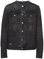 PRADA SS23 Washed Casual Denim Jacket Black GEB229-12K8-F0557-S-231 PRADA SS23 Washed Casual Denim Jacket Black GEB229-12K8-F0557-S-231