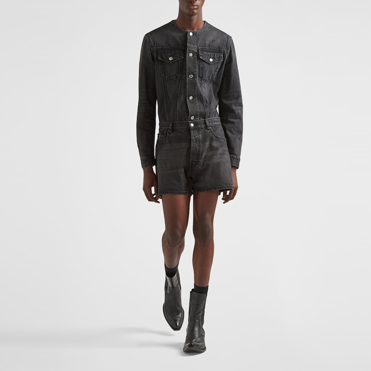 Lookbook PRADA SS23 Washed Casual Denim Jacket  Black GEB229-12K8-F0557-S-231