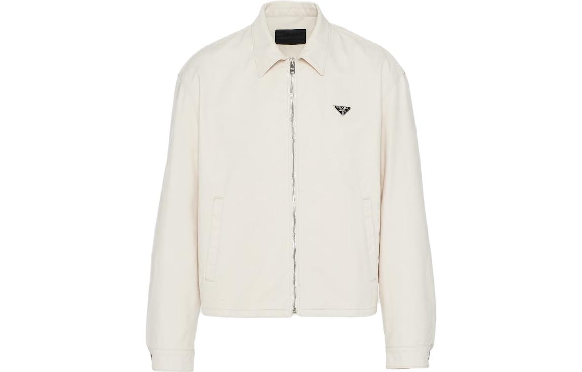 Prada SS23 White Zip-Up Casual Jacket with Stand Collar GEB233-13HQ-F0ABR-S-232